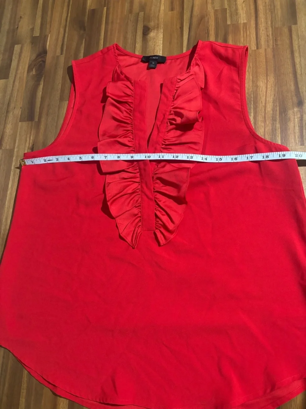 J.Crew Sleeveless Red V-Neck Ruffle Blouse Shell Top Medium - Picture 7 of 9
